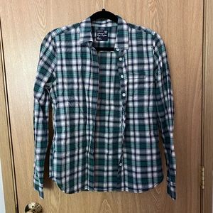 Green plaid button down